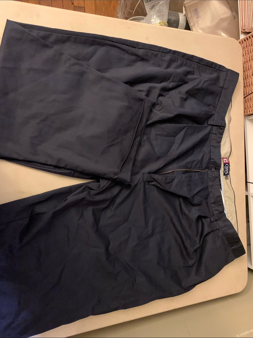 Chaps Navy Cotton Twill Pants with Red Accent Label